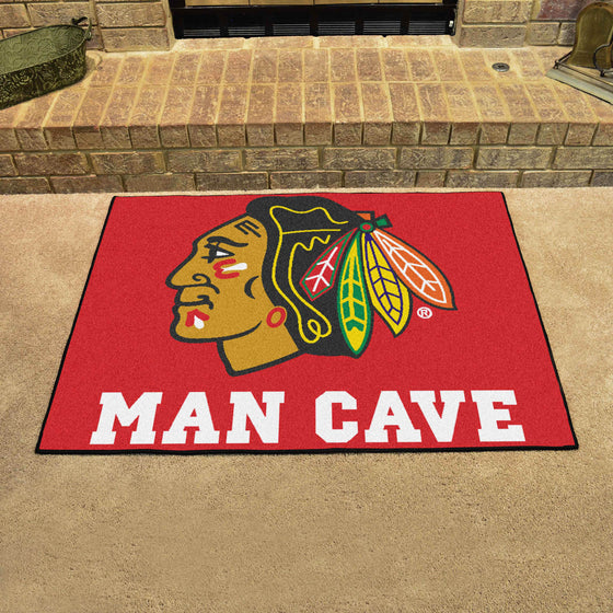 Chicago Blackhawks Man Cave All-Star Rug - 34 in. x 42.5 in.