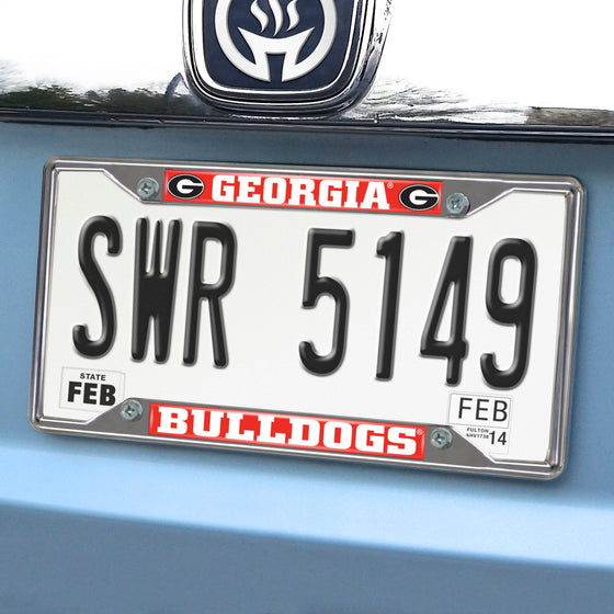 Georgia Bulldogs Chrome Metal License Plate Frame, 6.25in x 12.25in