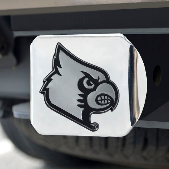 Louisville Cardinals Chrome Metal Hitch Cover with Chrome Metal 3D Emblem