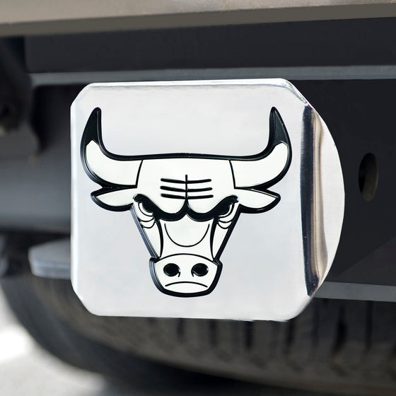 Chicago Bulls Chrome Metal Hitch Cover with Chrome Metal 3D Emblem