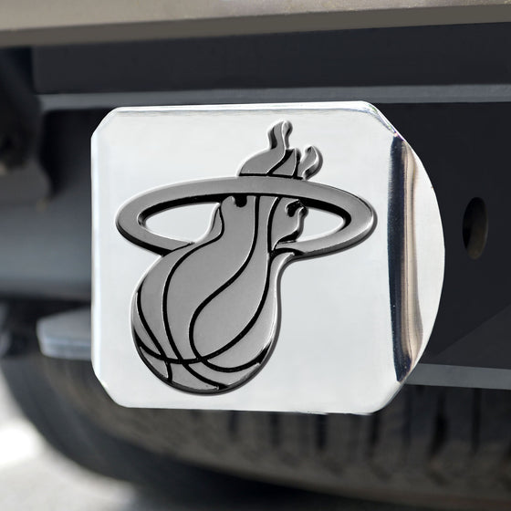 Miami Heat Chrome Metal Hitch Cover with Chrome Metal 3D Emblem