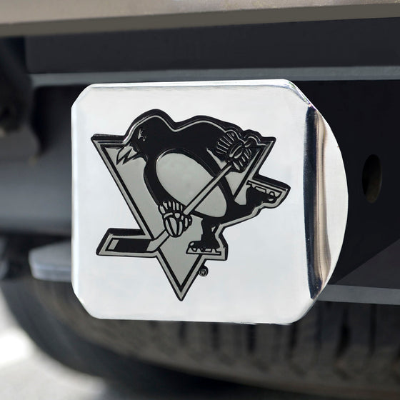 Pittsburgh Penguins Chrome Metal Hitch Cover with Chrome Metal 3D Emblem