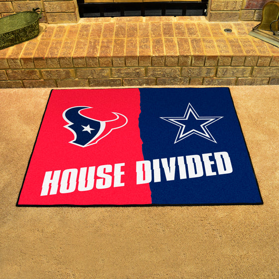 NFL House Divided - Texans / Cowboys House Divided Rug - 34 in. x 42.5 in.