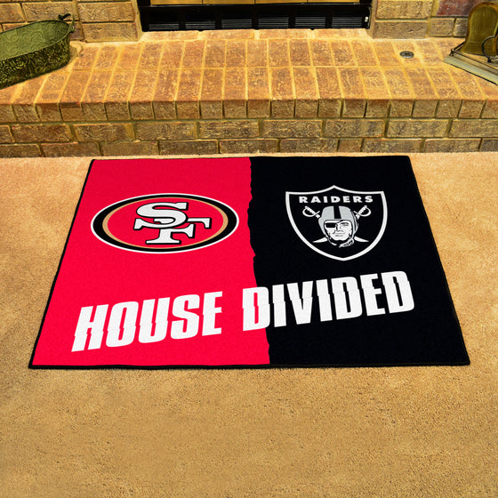 NFL House Divided - 49ers / Raiders House Divided Rug - 34 in. x 42.5 in.