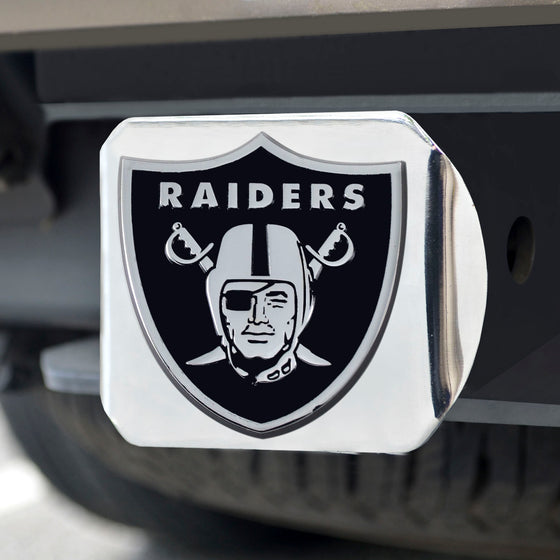 Las Vegas Raiders Chrome Metal Hitch Cover with Chrome Metal 3D Emblem