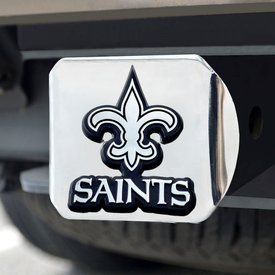 New Orleans Saints Chrome Metal Hitch Cover with Chrome Metal 3D Emblem