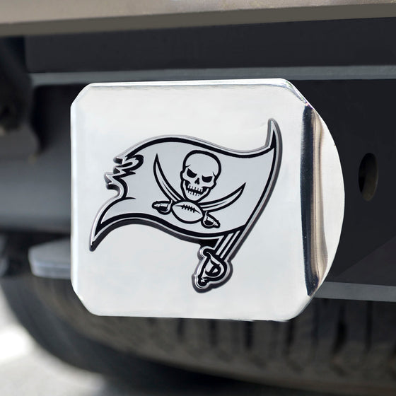 Tampa Bay Buccaneers Chrome Metal Hitch Cover with Chrome Metal 3D Emblem