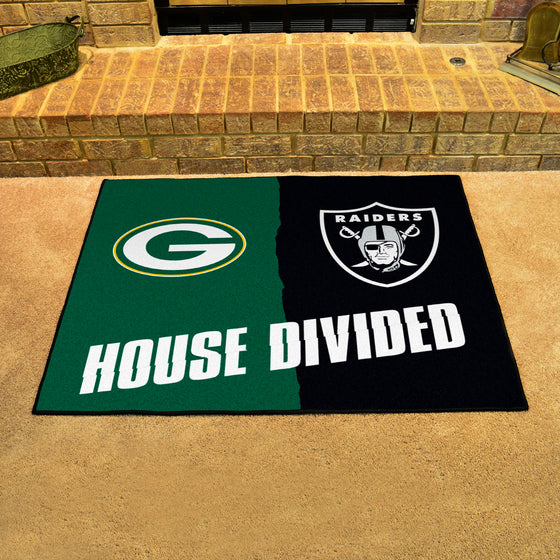 NFL House Divided - Packers / Raiders House Divided Rug - 34 in. x 42.5 in.