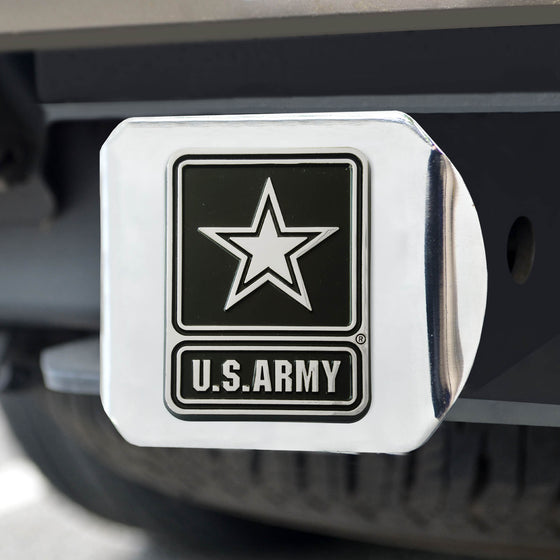 U.S. Army Chrome Metal Hitch Cover with Chrome Metal 3D Emblem