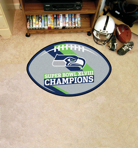 Seattle Seahawks  Football Rug - 20.5in. x 32.5in., 2014 Super Bowl XLVIII Champions