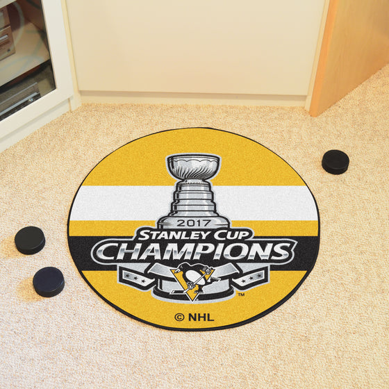 Pittsburgh Penguins Hockey Puck Rug - 27in. Diameter, 2017 NHL Stanley Cup Champions