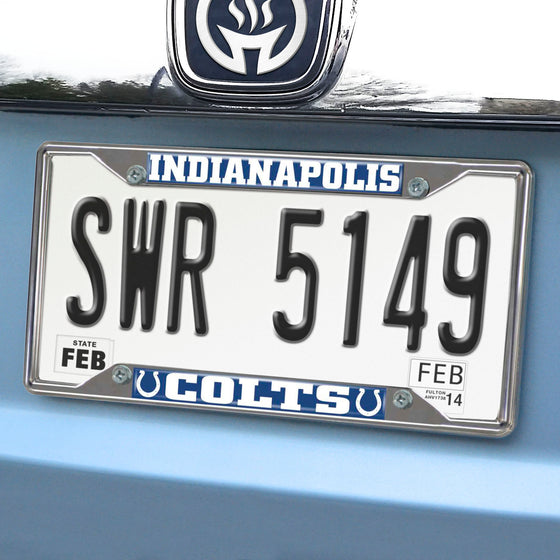 Indianapolis Colts Chrome Metal License Plate Frame, 6.25in x 12.25in