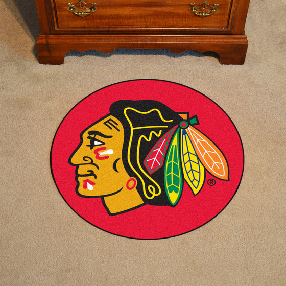 Chicago Blackhawks Hockey Puck Rug - 27in. Diameter