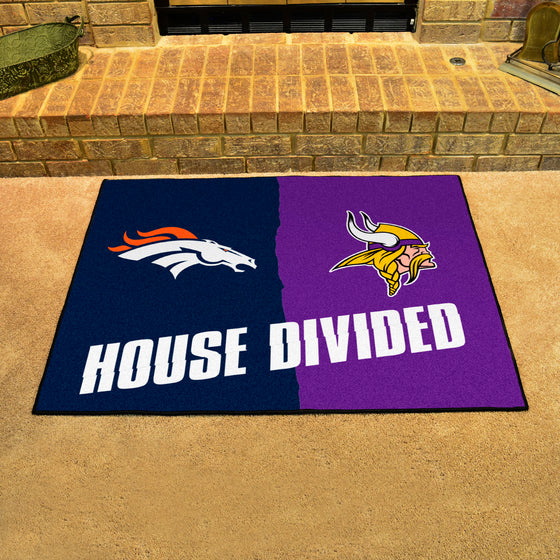 NFL House Divided - Broncos / Vikings House Divided Rug - 34 in. x 42.5 in.