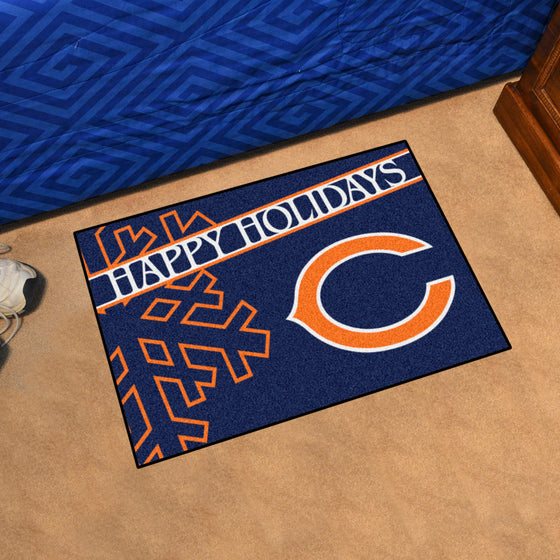 Chicago Bears Starter Mat Accent Rug - 19in. x 30in. Happy Holidays Starter Mat