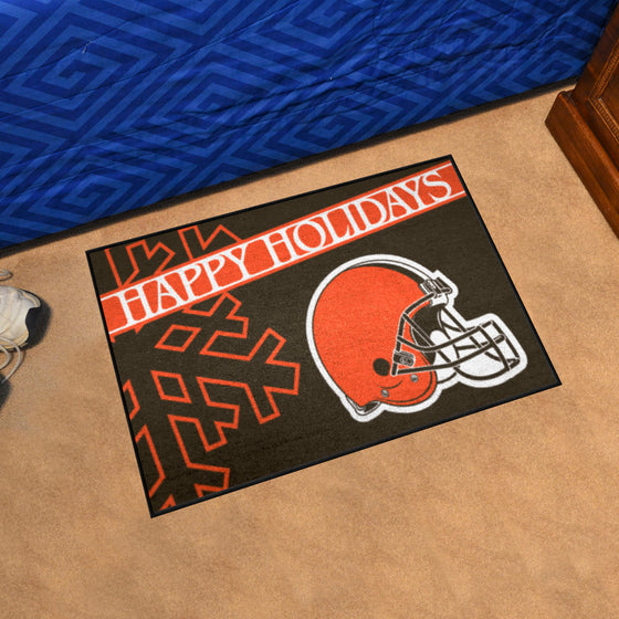 Cleveland Browns Starter Mat Accent Rug - 19in. x 30in. Happy Holidays Starter Mat