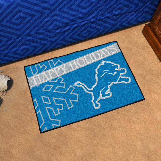 Detroit Lions Starter Mat Accent Rug - 19in. x 30in. Happy Holidays Starter Mat