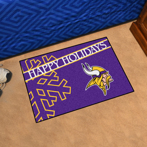 Minnesota Vikings Starter Mat Accent Rug - 19in. x 30in. Happy Holidays Starter Mat