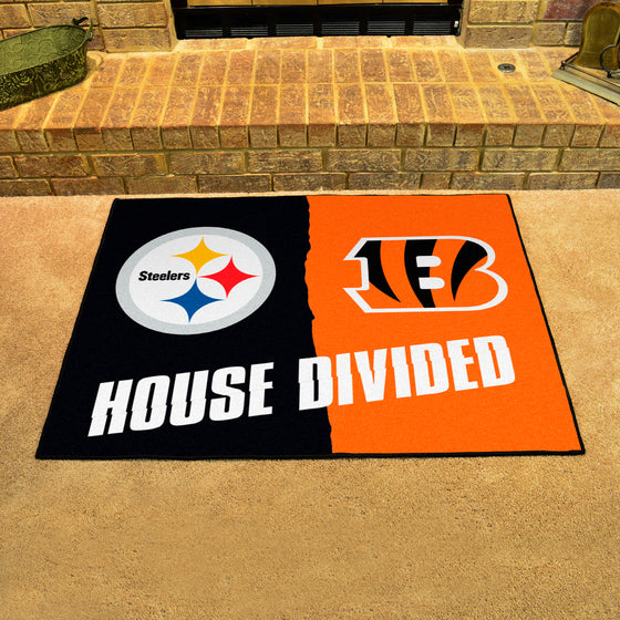 NFL House Divided - Steelers / Bengals House Divided Rug - 34 in. x 42.5 in.