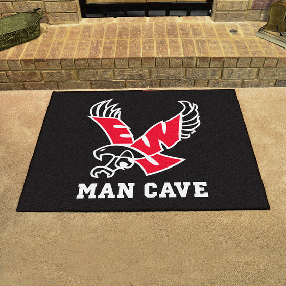 Eastern Washington Eagles Man Cave All-Star Rug - 34 in. x 42.5 in., Black