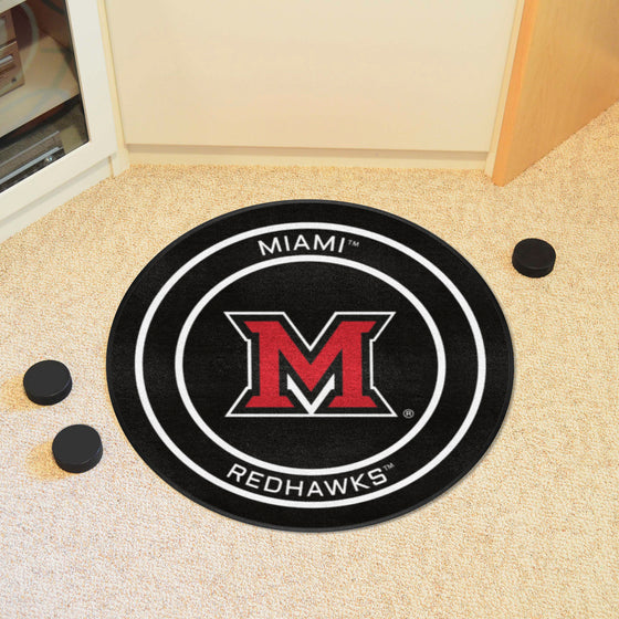 Miami (OH) Redhawks Hockey Puck Rug - 27in. Diameter