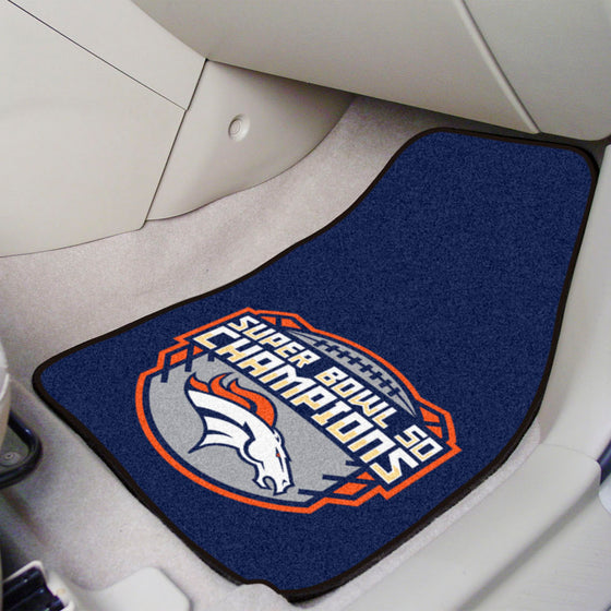 Denver Broncos Front Carpet Car Mat Set - 2 Pieces, 2016 Super Bowl L Champions