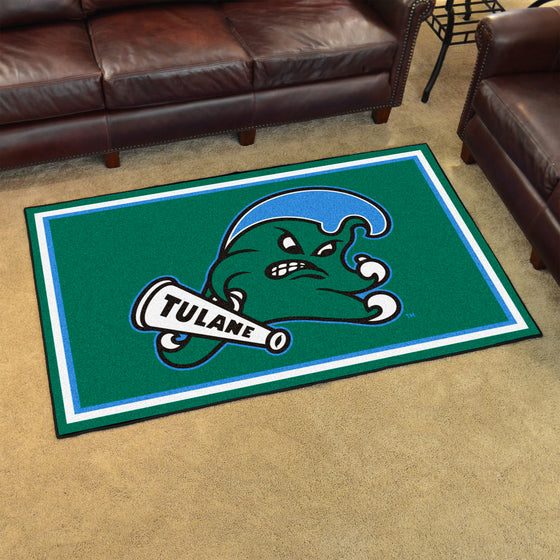 Tulane Green Wave 4ft. x 6ft. Plush Area Rug