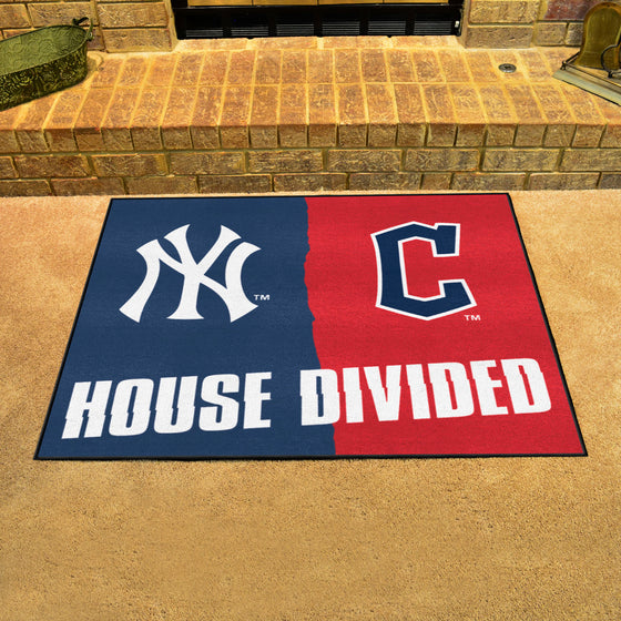 MLB House Divided - Yankees / Guardians House Divided Rug - 34 in. x 42.5 in.