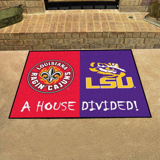 House Divided - UL-Lafayette / LSU House Divided House Divided Rug - 34 in. x 42.5 in.