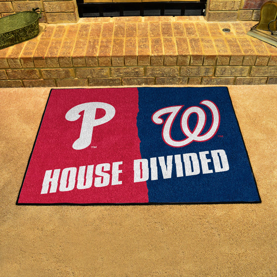 MLB House Divided - Phillies / Nationals House Divided Rug - 34 in. x 42.5 in.