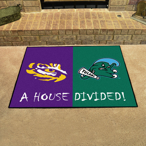 House Divided - LSU / Tulane House Divided House Divided Rug - 34 in. x 42.5 in.