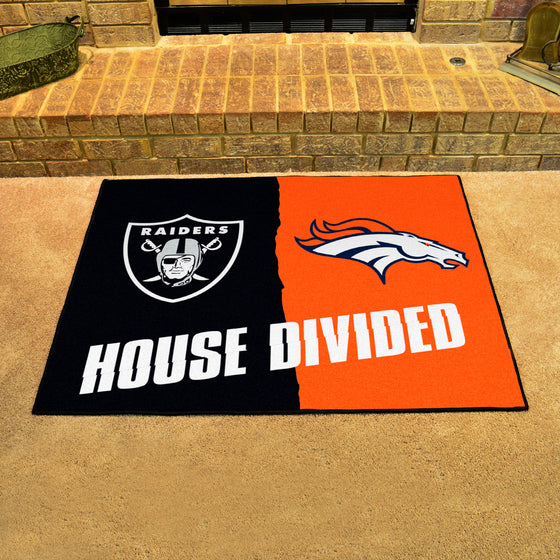 NFL House Divided - Raiders / Broncos House Divided Rug - 34 in. x 42.5 in.