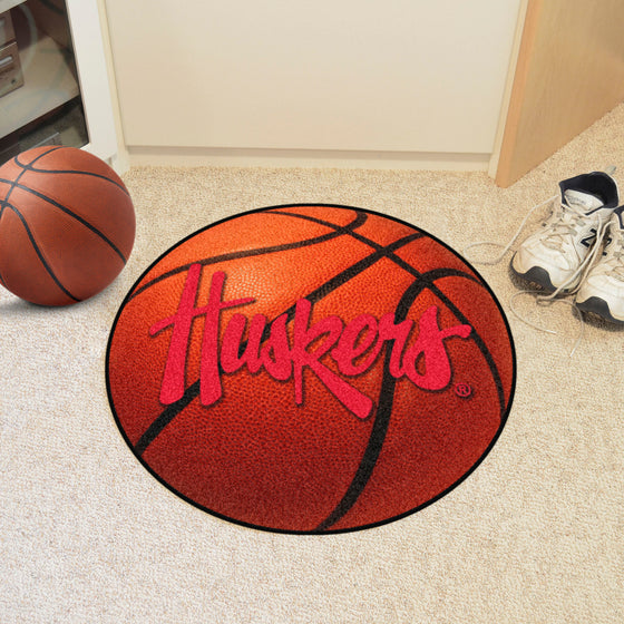 Nebraska Cornhuskers Basketball Rug - 27in. Diameter, "Huskers"