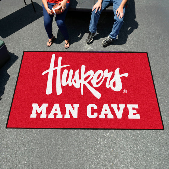 Nebraska Cornhuskers Man Cave Ulti-Mat Rug - 5ft. x 8ft., "Huskers"