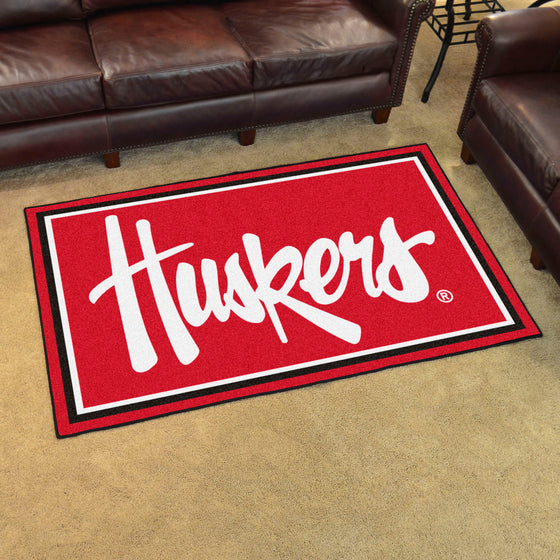 Nebraska Cornhuskers 4ft. x 6ft. Plush Area Rug, "Huskers"