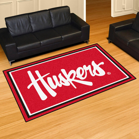 Nebraska Cornhuskers 5ft. x 8 ft. Plush Area Rug, "Huskers"