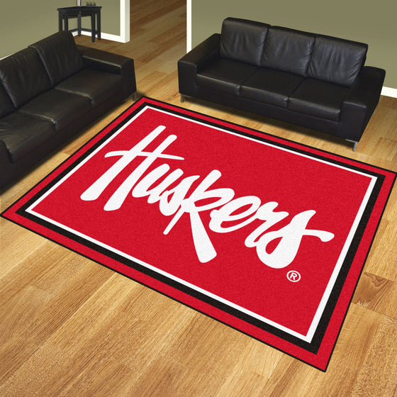 Nebraska Cornhuskers 8ft. x 10 ft. Plush Area Rug, "Huskers"