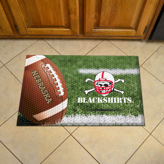 Nebraska Cornhuskers Rubber Scraper Door Mat, Blackshirts