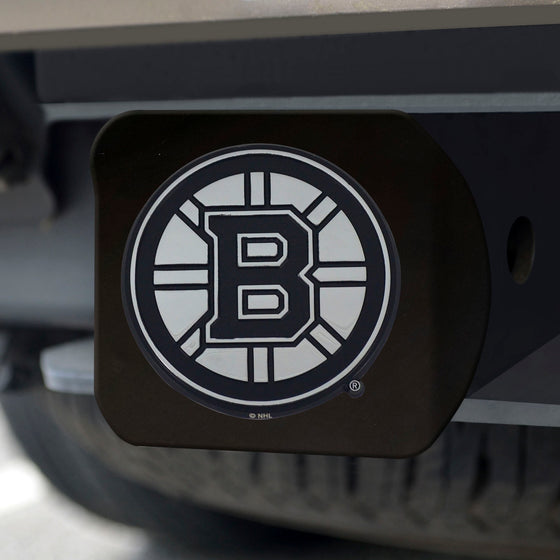 Boston Bruins Black Metal Hitch Cover with Metal Chrome 3D Emblem