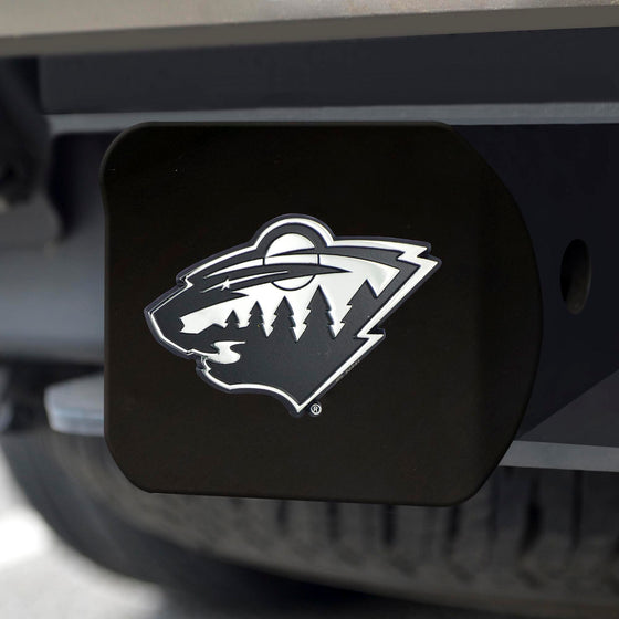 Minnesota Wild Black Metal Hitch Cover with Metal Chrome 3D Emblem