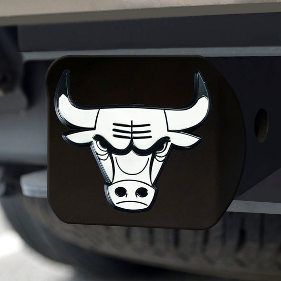 Chicago Bulls Black Metal Hitch Cover with Metal Chrome 3D Emblem