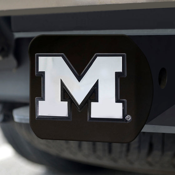Michigan Wolverines Black Metal Hitch Cover with Metal Chrome 3D Emblem