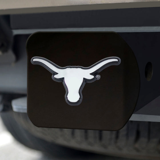 Texas Longhorns Black Metal Hitch Cover with Metal Chrome 3D Emblem