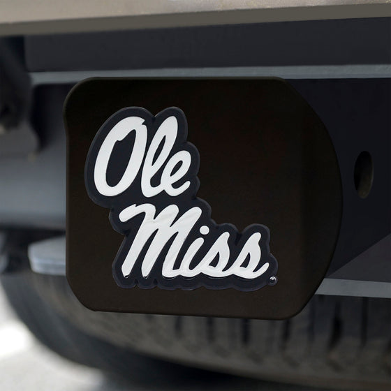 Ole Miss Rebels Black Metal Hitch Cover with Metal Chrome 3D Emblem