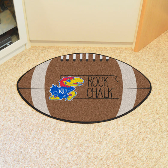 Kansas Jayhawks Southern Style Football Rug - 20.5in. x 32.5in.