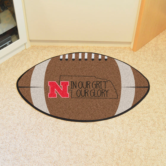 Nebraska Cornhuskers Southern Style Football Rug - 20.5in. x 32.5in.