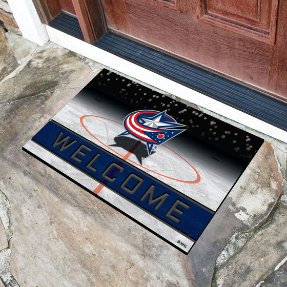 Columbus Blue Jackets Rubber Door Mat - 18in. x 30in.