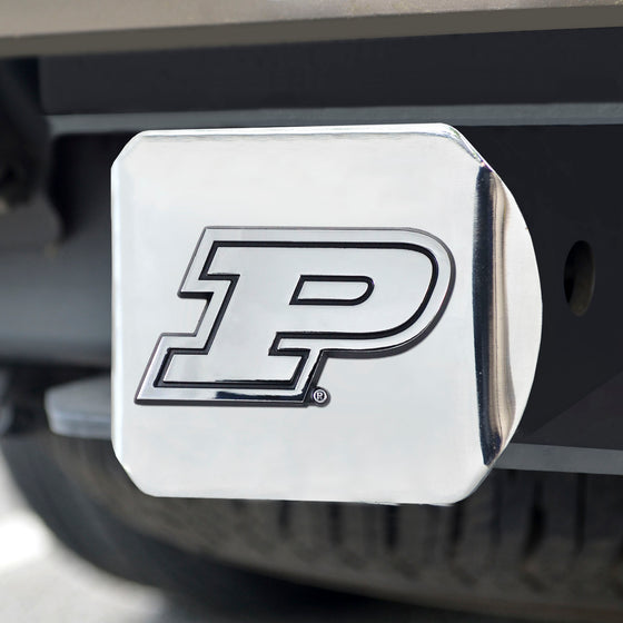 Purdue Boilermakers Chrome Metal Hitch Cover with Chrome Metal 3D Emblem