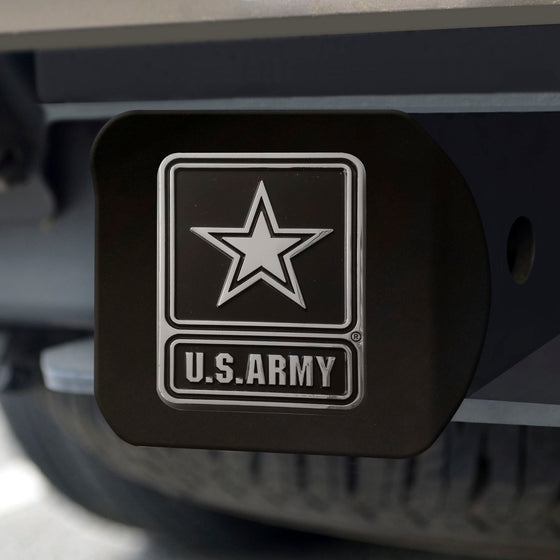 U.S. Army Black Metal Hitch Cover with Metal Chrome 3D Emblem