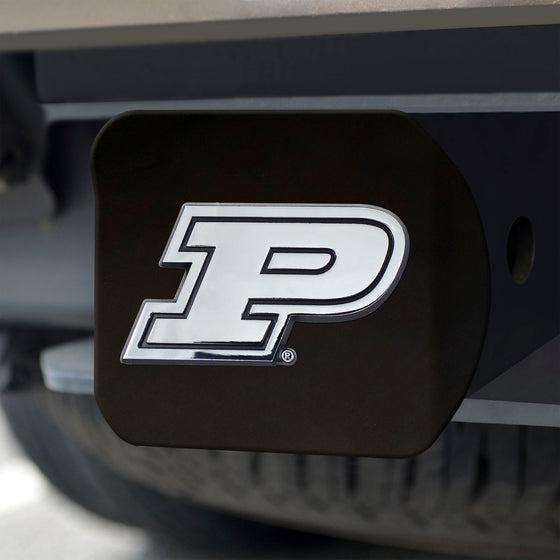 Purdue Boilermakers Black Metal Hitch Cover with Metal Chrome 3D Emblem